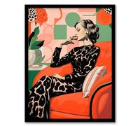Wee Blue Coo The Thinker Modern Female Portrait Artwork Framed Wall Art Print 18X24 Inch