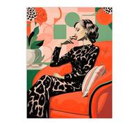 Wee Blue Coo The Thinker Modern Female Portrait Large Wall Art Poster Print Thick Paper 18X24 Inch