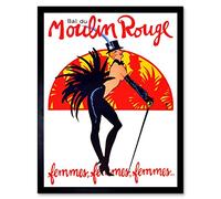 Wee Blue Coo Theatre Stage Burlesque Moulin Rouge Ball Exotic Dance Venue Paris Art Print Framed Poster Wall Decor 12X16 Inch