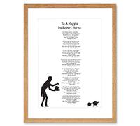 Wee Blue Coo To A Haggis Robert Burns Scotland Edinburgh Typography Framed Wall Art Print