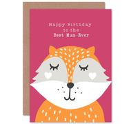 Wee Blue Coo To The Best Mum Ever Cute Fox Cartoon Birthday Card Wee Blue Coo Multicolor