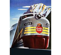 Artery8 Unframed Wall Art Transport Canadian Pacific Rail Mountain Canada Train Vintage - 12X16 Inch