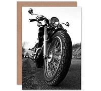 Wee Blue Coo TRANSPORT MOTORBIKE MOTORCYCLE FRONT VIEW BLANK GREETINGS BIRTHDAY CARD