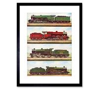 Wee Blue Coo Transport Vintage Painting Train Engine Locomotives Steam Framed Wall Art Print