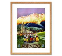 Wee Blue Coo Travel Abruzzo Italy Alpine Traditional Mountain Vintage Ad Art Framed Wall Art Print