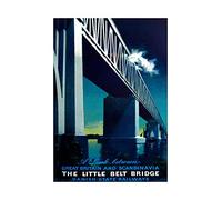Wee Blue Coo Travel Ad Rail Bridge Little Belt Denmark Scandinavia Wall Art Print