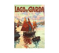 Wee Blue Coo Travel Ad Ships Harbour Coast Lago Di Garda Lake Italy Wall Art Print
