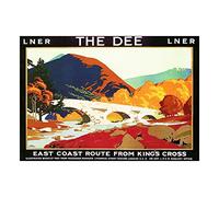 Wee Blue Coo Travel Ad Train Rail River Dee Aberdeen Scotland Highlands Wall Art Print