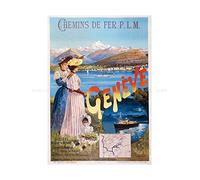 Wee Blue Coo Travel Ad Vintage D'alesi Plm Railway Company Geneva Wall Art Print