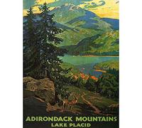 Wee Blue Coo Travel Adirondack Mountains Lake Placid USA Tree Art Print Poster Wall Decor 12X16 Inch