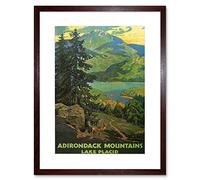 Wee Blue Coo Travel Adirondack Mountains Lake Placid USA Tree Framed Wall Art Print