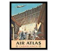 Wee Blue Coo Travel Air Atlas Casablanca Morocco Art Print Framed Poster Wall Decor 12X16 Inch