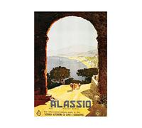 Wee Blue Coo Travel Alassio Sun Sand Beach Arch Riviera Italy Advert Wall Art Print