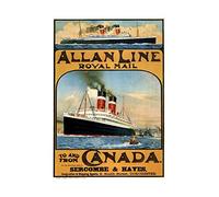 Wee Blue Coo Travel Allan Line Royal Mail Canada Ship Liner UK Advert Wall Art Print