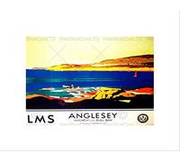 Wee Blue Coo TRAVEL ANGLESEY ISLAND WALES MENAI STRAIT LANDSCAPE BOAT FRAMED PRINT B12X11329