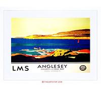 Wee Blue Coo Travel Anglesey Island Wales Menai Strait Landscape Boat Framed Wall Art Print