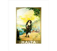 Wee Blue Coo TRAVEL ANTIQUE MALTA ISLAND MEDITERRANEAN SEA HARBOUR BOAT FRAMED PRINT B12X7908