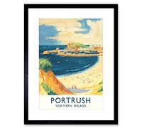 Wee Blue Coo TRAVEL BEACH COAST HARBOUR PORTRUSH NORTHERN IRELAND BRITISH RAIL PRINT B12X7822