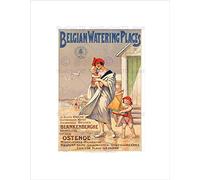 Wee Blue Coo Travel Belgium Water Beach Sea Sand Gulls Boat Baby Wall Art Print