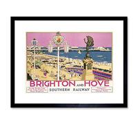 Wee Blue Coo Travel Brighton Hove Sussex Beach Resort Pier Sea Pink Sky Framed Wall Art Print