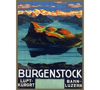 Wee Blue Coo Travel Burgenstock Mountain Switzerland Lake Lucerne Alps Poster 30X40 Cm 12X16 In Print Bb7463B