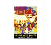 Wee Blue Coo Travel Canada Native American Indian Tipi Banff Wall Art Print