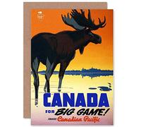 Wee Blue Coo TRAVEL CANADIAN PACIFIC RAILWAY MOOSE CANADA BIG GAME GREETINGS CARD