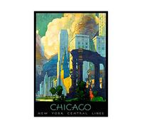 Wee Blue Coo Travel Chicago Illinois Cityscape Skyline Cloud Picture Wall Art Print