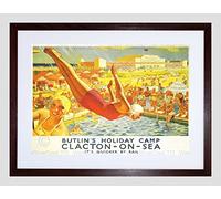 Wee Blue Coo Travel Clacton Holiday Camp Fun Swim Pool Dive Rail Train UK Art Framed Wall Art Print