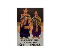 Wee Blue Coo TRAVEL DARJEELING INDIA LAMA DANCE TRADITIONAL HORN MUSIC FRAMED PRINT B12X10218