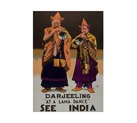 Wee Blue Coo Travel Darjeeling India Lama Dance Traditional Horn Music Wall Art Print