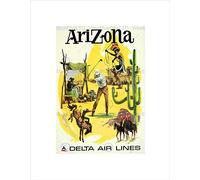 Wee Blue Coo Travel Delta Arizona Native American Cactus Golf Vintage Wall Art Print