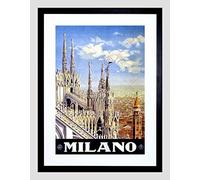Wee Blue Coo Travel Duomo Cathedral Milan Italy Vintage Black Framed Art Print B12X2944