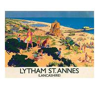 Wee Blue Coo Travel England Lancashire Lytham St Annes British Railways Art Print Poster Wall Decor 12X16 Inch