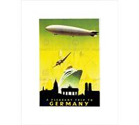 Wee Blue Coo TRAVEL GERMANY BOAT AIRSHIP ZEPPELIN PLANE BERLIN FRAMED ART PRINT B12X6413