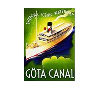 Wee Blue Coo Travel Gota Canal Gothenburg Sweden Boat Ship Scenic Wall Art Print