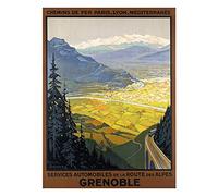 Wee Blue Coo Travel Grenoble France Alpine Resort Valley Mountain Pine Tree Art Print Poster Wall Decor 12X16 Inch