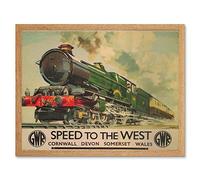 Wee Blue Coo Travel Gwr Railway Rail Train Steam Engine Corn Wales UK Retro Art Print Framed Poster Wall Decor 12X16 Inch