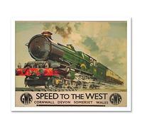 Wee Blue Coo Travel Gwr Railway Rail Train Steam Engine Corn Wales UK Retro Art Print Framed Poster Wall Decor 12X16 Inch
