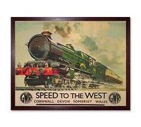 Wee Blue Coo Travel Gwr Railway Rail Train Steam Engine Corn Wales UK Retro Art Print Framed Poster Wall Decor 12X16 Inch