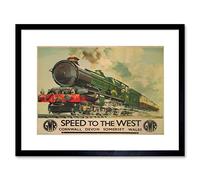 Wee Blue Coo Travel Gwr Railway Rail Train Steam Engine Cornwall Wales UK Framed Wall Art Print