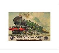 Wee Blue Coo Travel Gwr Railway Rail Train Steam Engine Cornwall Wales UK Wall Art Print