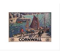 Wee Blue Coo TRAVEL HARBOUR BOAT FISHING CORNWALL RAIL GWR UK VINTAGE AD ART PRINT B12X1584