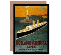 Wee Blue Coo TRAVEL HOLLAND AMERICA LINE SHIP OCEAN NEW YORK BLANK GREETINGS CARD