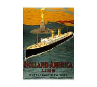 Wee Blue Coo Travel Holland America Line Ship Ocean New York Picture Wall Art Print