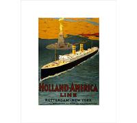 Wee Blue Coo Travel Holland America Line Ship Ocean New York Wall Art Print