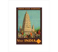 Wee Blue Coo TRAVEL INDIA TEMPLE BUDH GAYA ELEPHANT PARADE ASIA FRAMED ART PRINT B12X6434