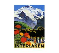 Wee Blue Coo Travel Interlaken Swiss Alpine Mountain Flower Picture Wall Art Print
