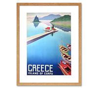 Wee Blue Coo Travel Island Corfu Greece Boats Pier Framed Wall Art Print