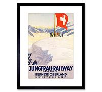 Wee Blue Coo Travel Jungfrau Railway Swiss Flag Switzerland Alp Framed Wall Art Print
